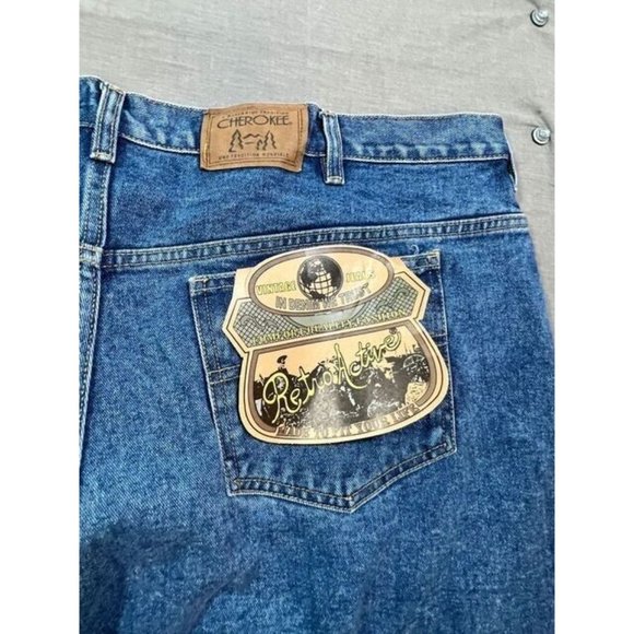 Cherokee‎ Pants Mens 44 Blue Denim Belted Pocketed Jeans Men 44x30 - Picture 8 of 13